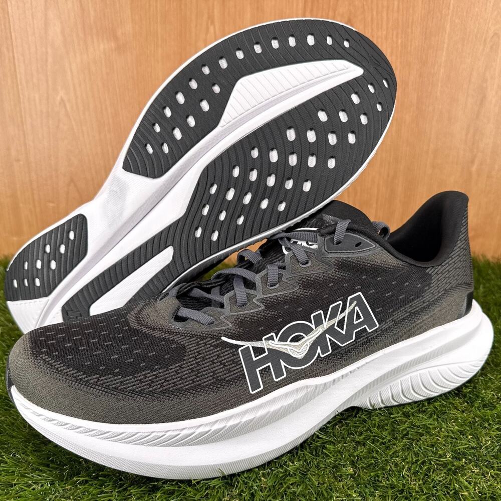 HOKA Mach 6 Black White Running Shoes 1147790-BWHT Men's Size 14